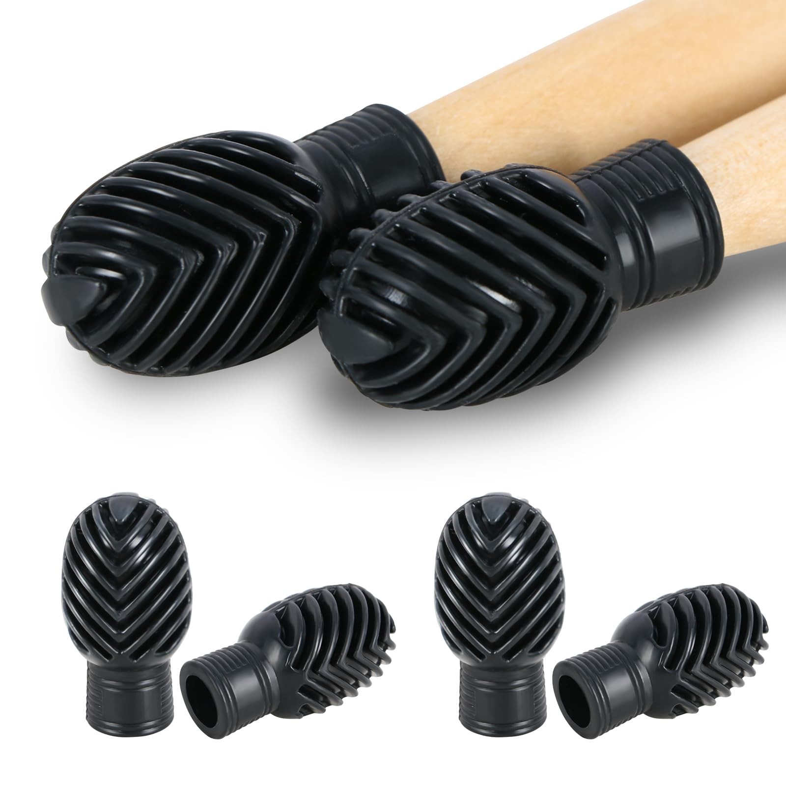 4 Pack Drumstick Dampeners for Silent Practice Drums Silicone 4 Pack, Black
