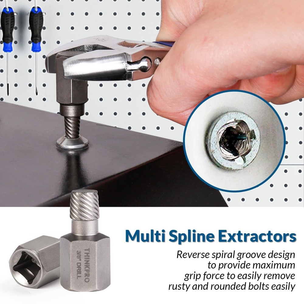 Thinkpro 39Pcs Bolt Extractor Set and Drill Bit Kit,Multi-Spline Screw Extrac...