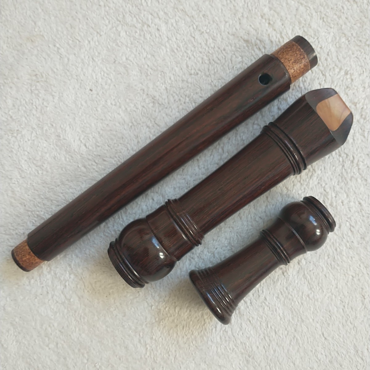 Vtg Brero Suisse Wood Alto Recorder Blockflute Dark Brown Bag Cleaner 90s 18.5"