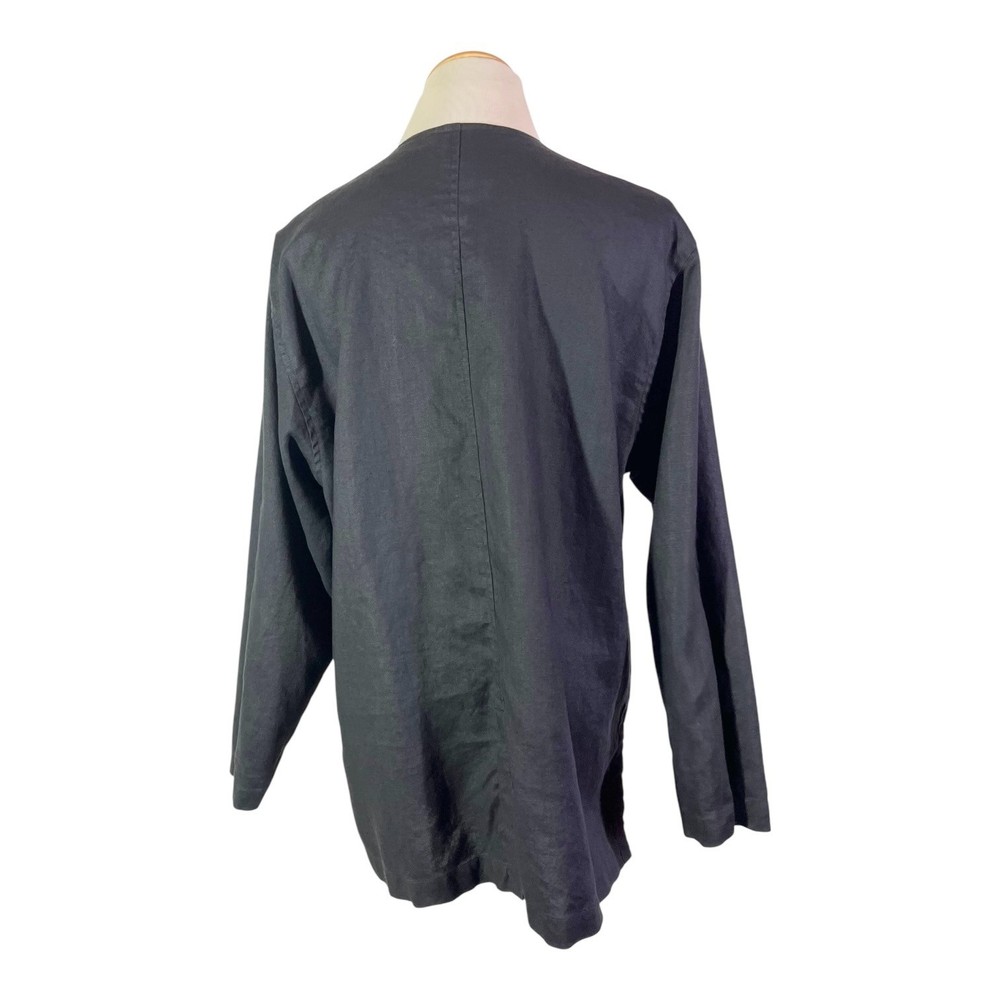David Dart Size S Button-Front Black Linen Jacket V-Neck