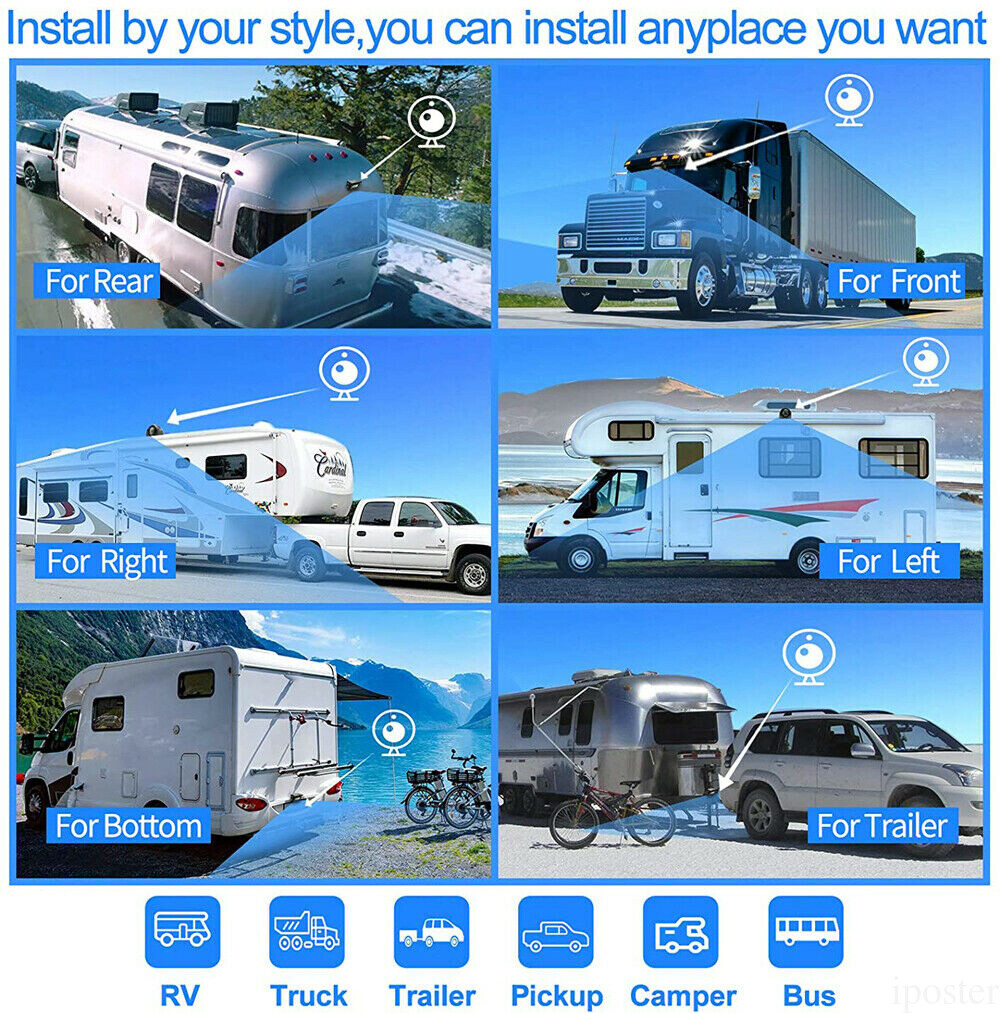 7" Quad Monitor DVR SD Recorder Side Rear View Camera System For Truck Trailer