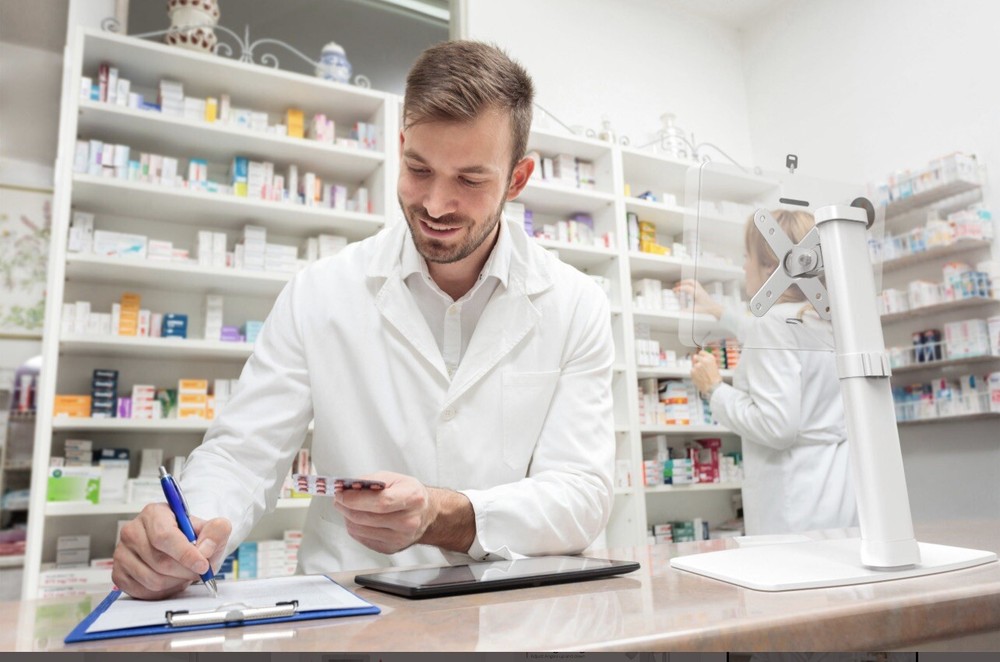 CTA Digital ~Height Adjustable Desk Mount With Non Security Universal Holder