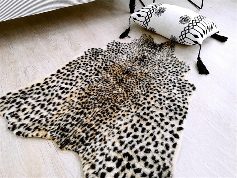 Animal Printed Zebra Leopard Tiger Cow Hide Faux Fur Rug Carpet Blanket Washable