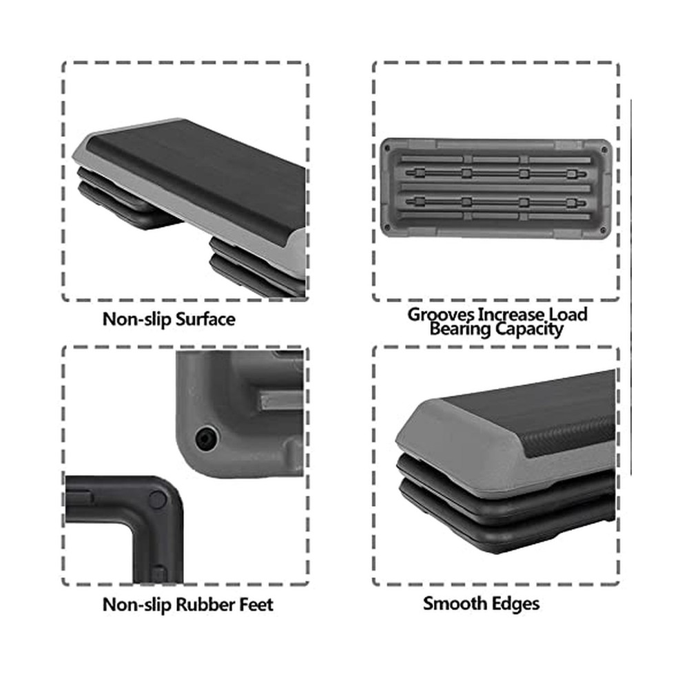 43" Workout Aerobic Exercise Step Platform, Adjustable Aerobic Steppers for E...