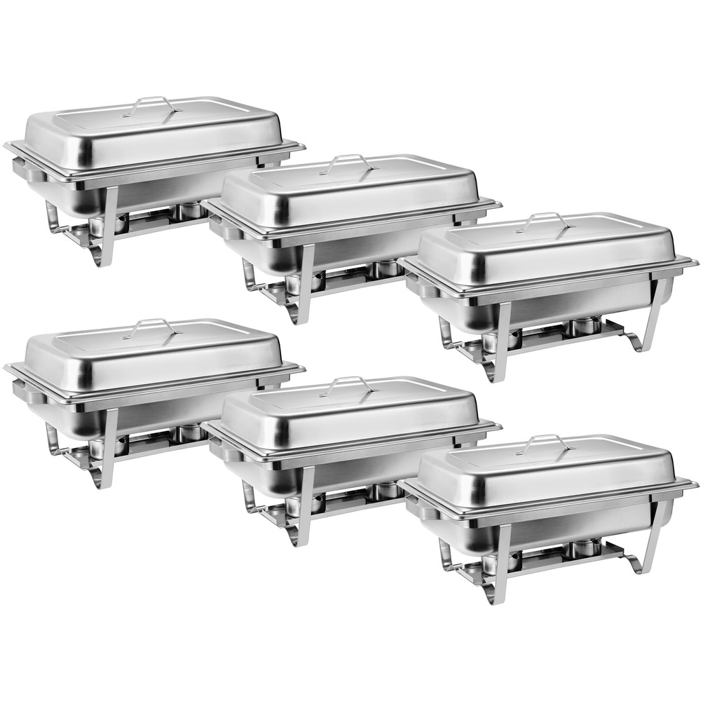 6 Pack of 8 Quart Stainless Steel Rectangular Chafing Dish Full Size New