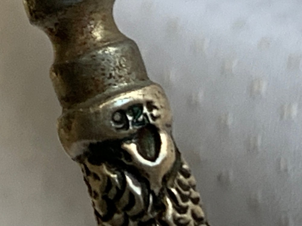 Antique Sterling Silver Handled Button Hook Lace Puller Floral Repousse Design