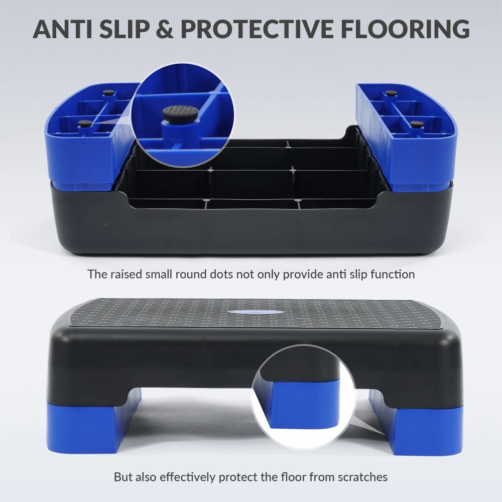 Workout Aerobic Stepper Step Platform Trainer, 18-Inch, Black/ Blue