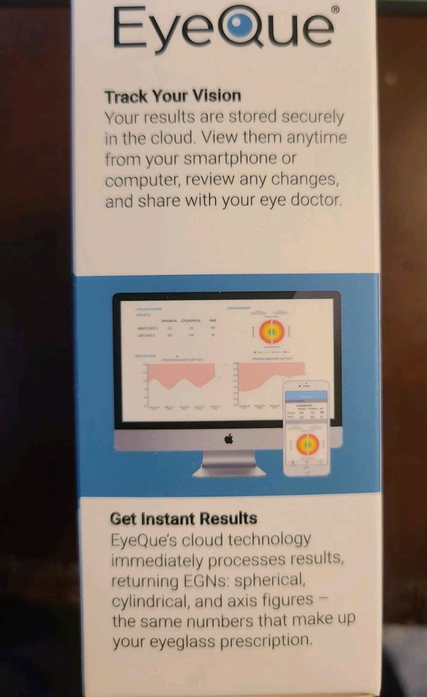 EyeQue Personal Vision Tracker Ophthalmic Refractometer Home Test Kit New