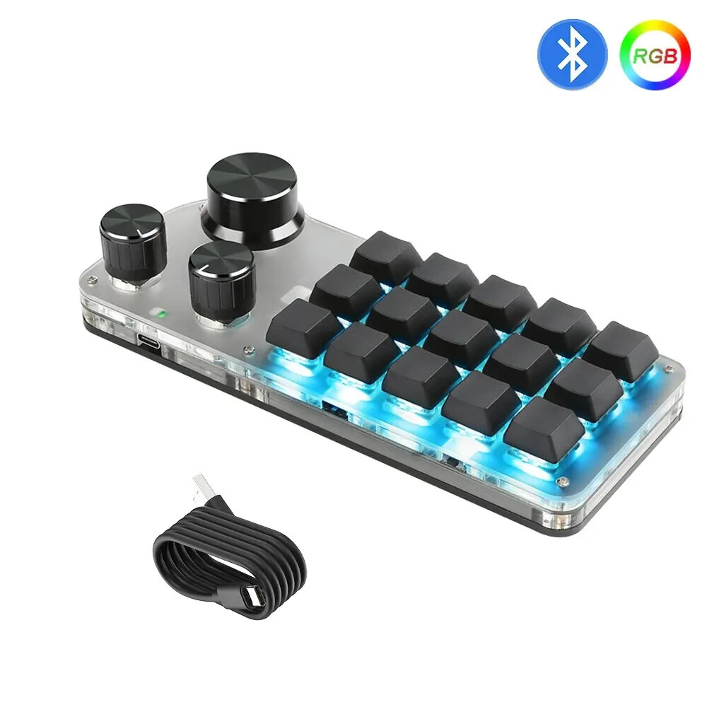 Macro Programming Keyboard 15 Button 3 Knobs Custom Game Keyboard With Bluetooth