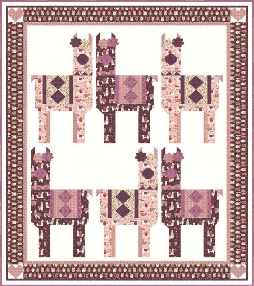 New Pieced Quilt Pattern LLAMA LOVIN 62"x76"