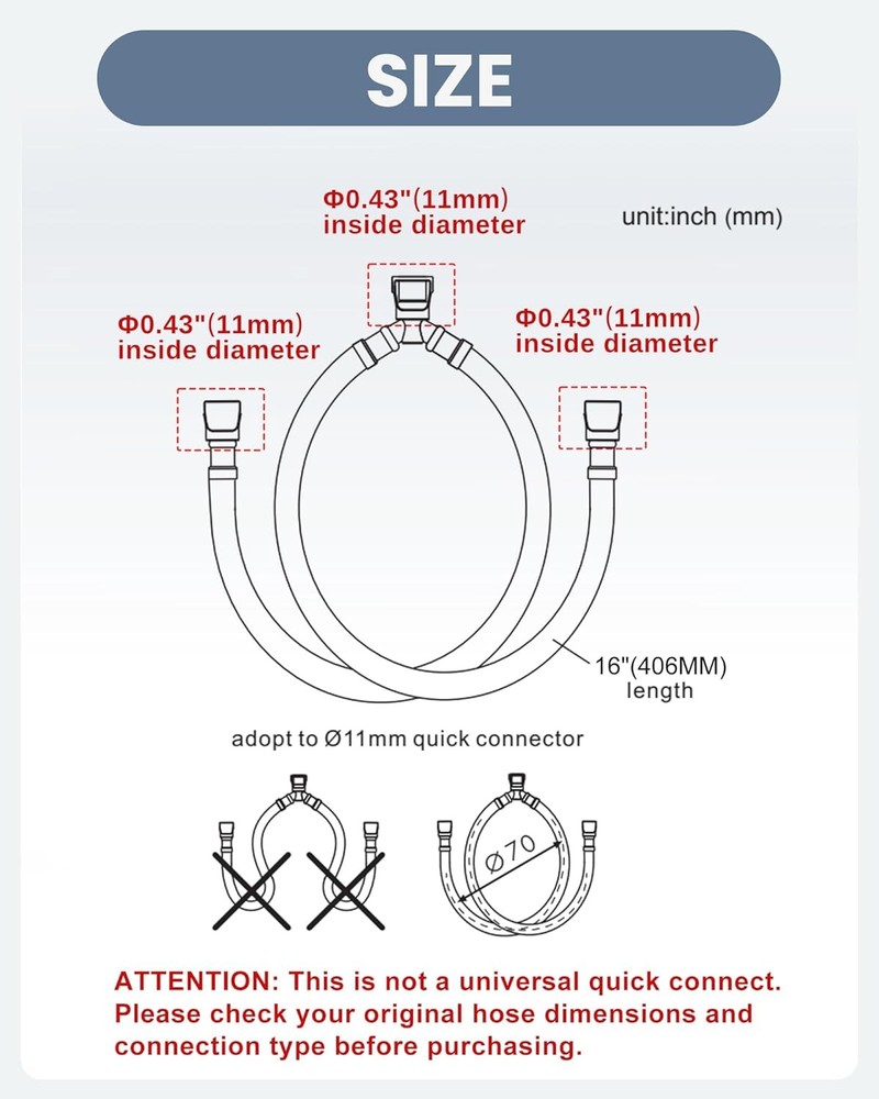 Quick Connect Faucet Hose Replacement, 16 Inch Hot