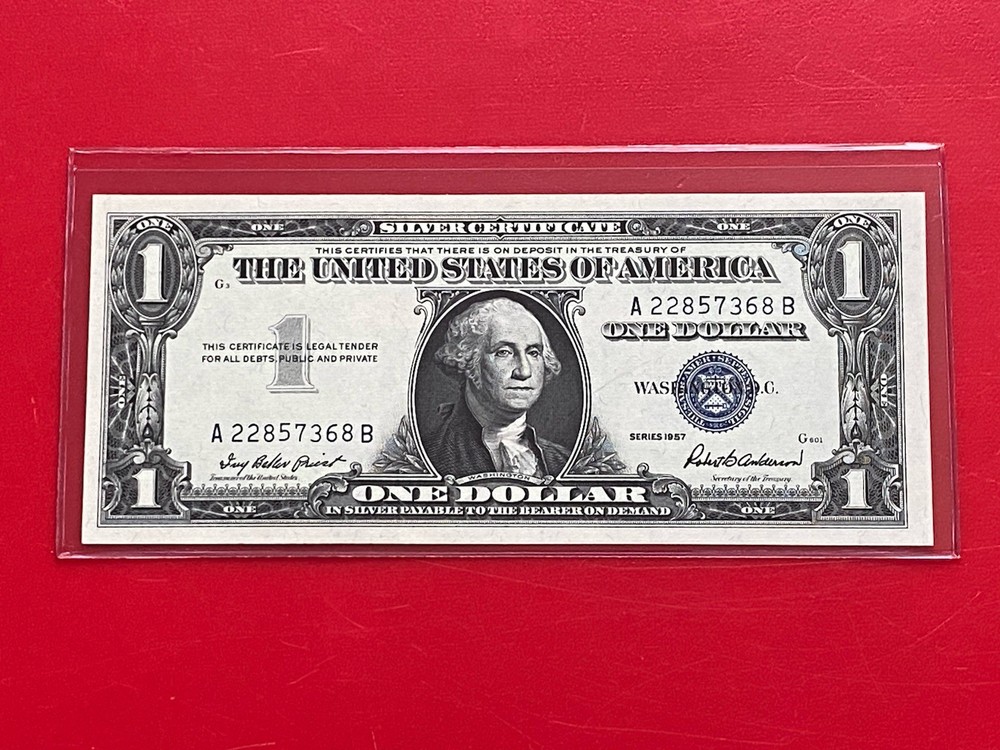 1957 $1 Dollar Silver Certificate (Blue Seal) Block A-B , Uncirculated
