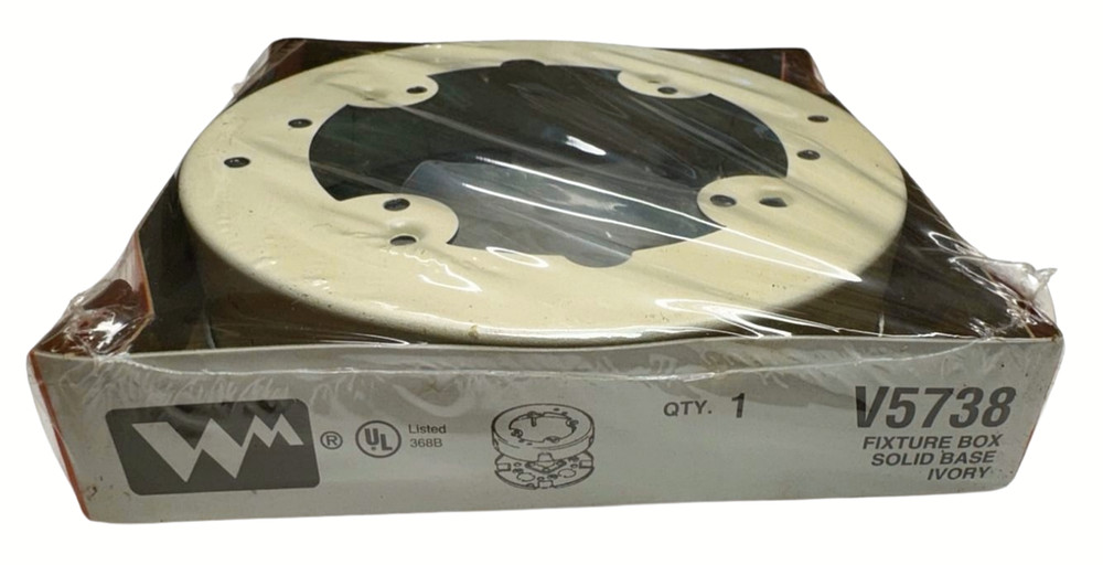 Wiremold V5738 Ivory Fixture Box, Solid Base, 4-3/4" (121mm) Diameter
