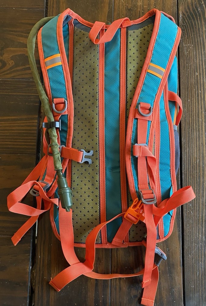 Hydration Backpack Hiking Cycling Adjustable Straps Green Orange