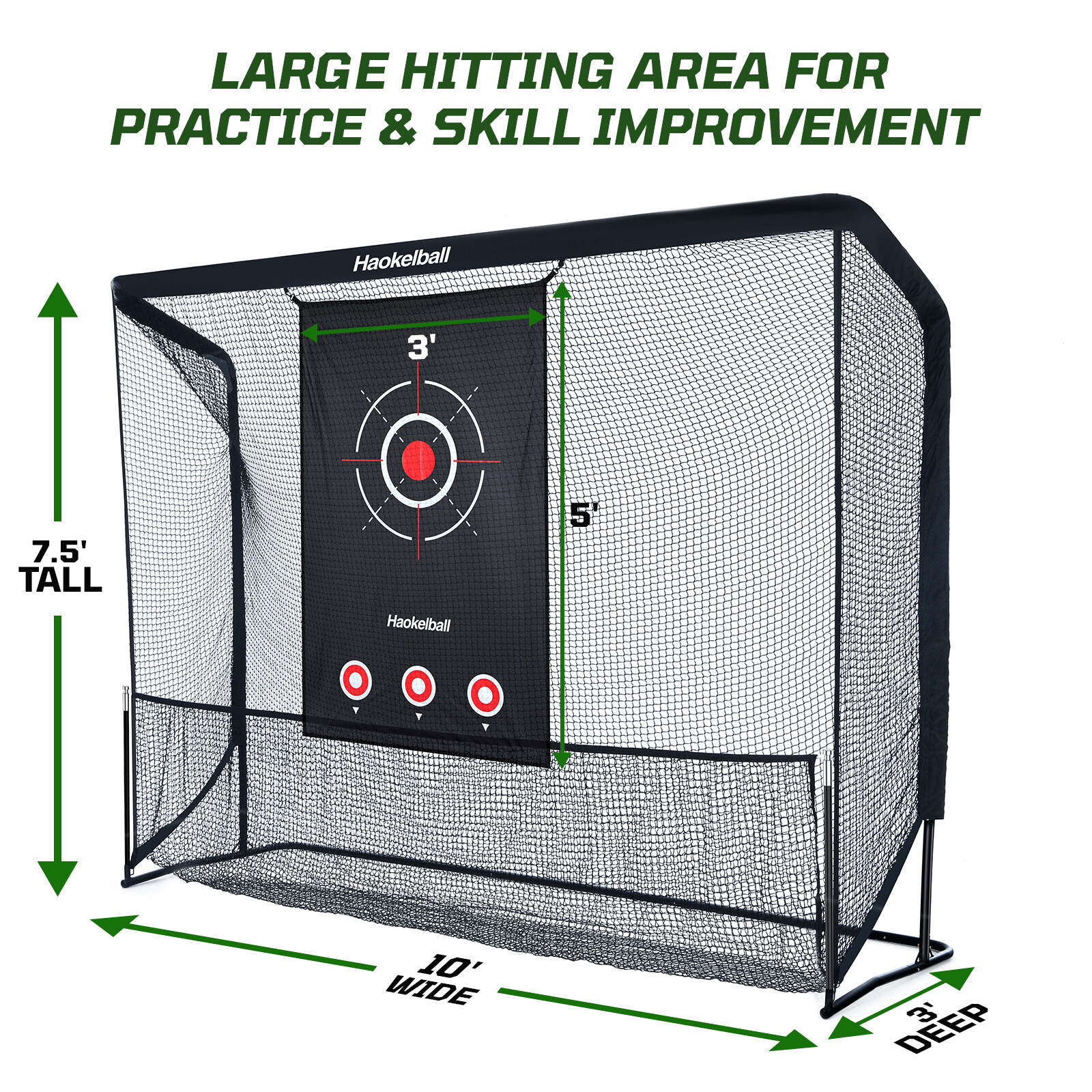 10x7.5' Heavy Duty Golf Hitting Practice Net with Ball Collection & Target Cloth