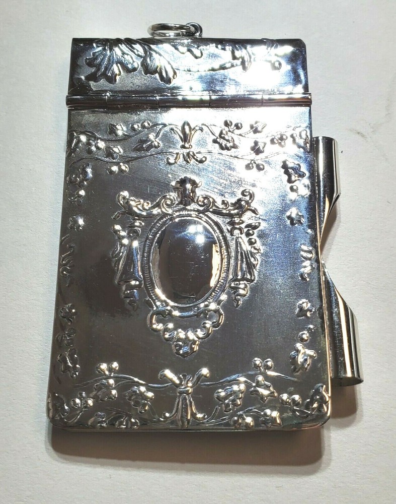 Large Vintage Sterling Silver Notepad Holder PL4