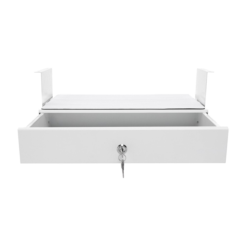 Sliding Pull-Out Drawer Under Desk for Office Organization, White