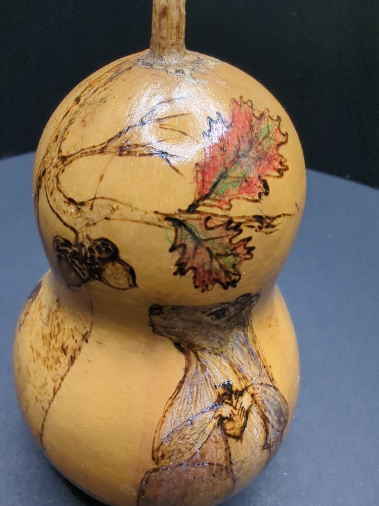Hand Painted Squirrel Small Gourd