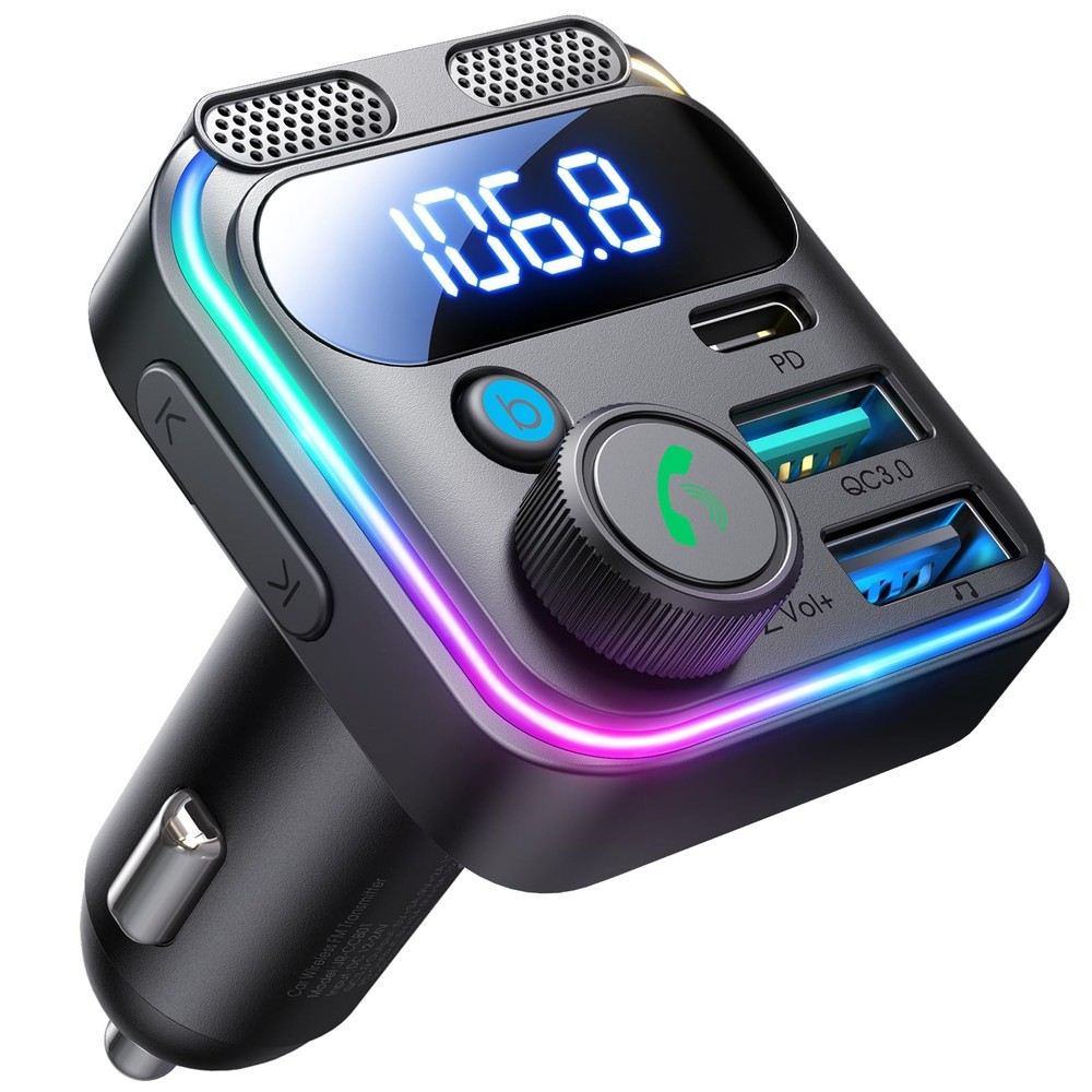 Bluetooth 5.4 Car Adapter FM Transmitter 81W Bluetooth Cigarette Lighter Adap...