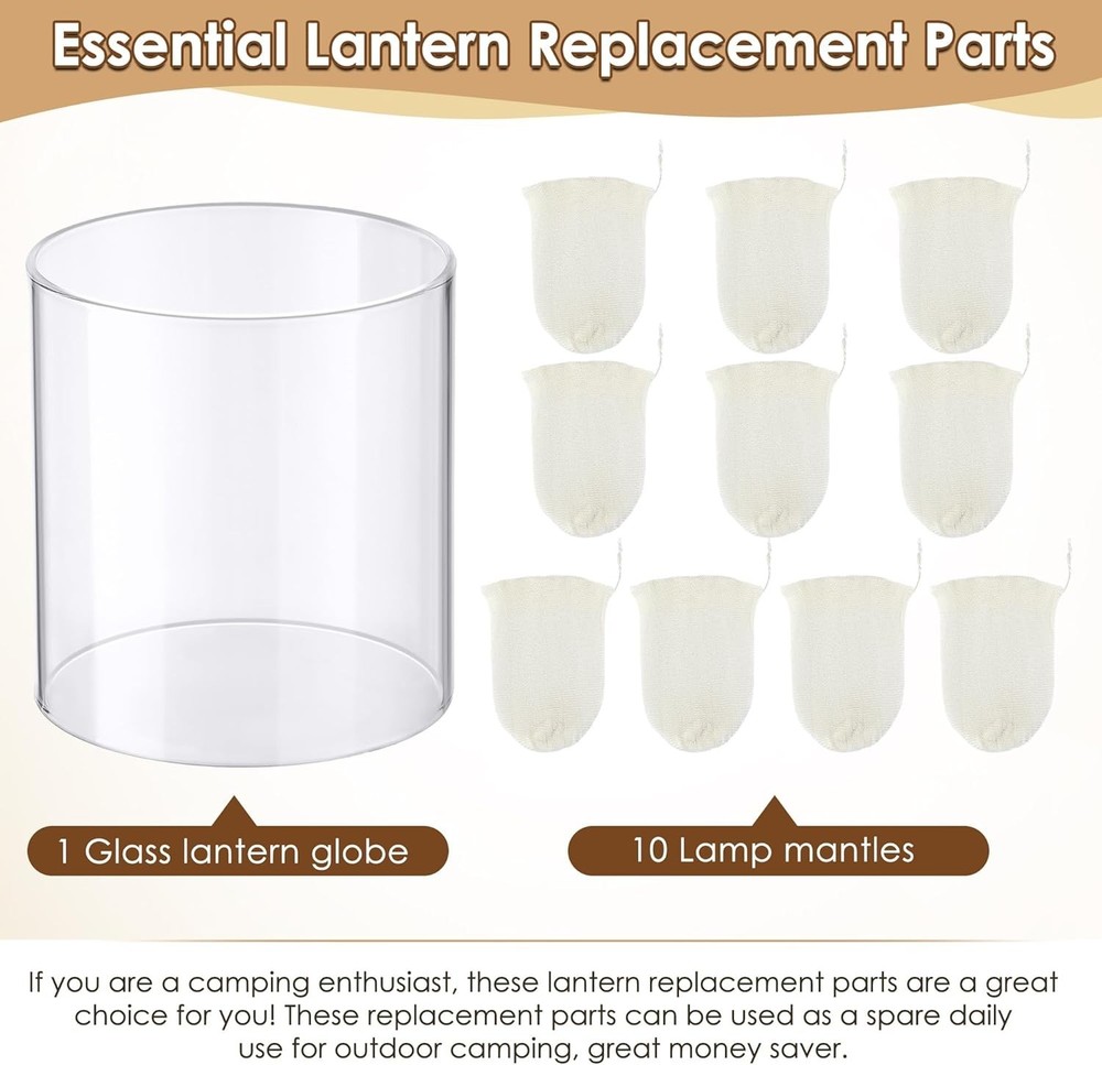 11 Pcs Propane Lantern Mantles with Glass Globe Replacement, Compatible with ...