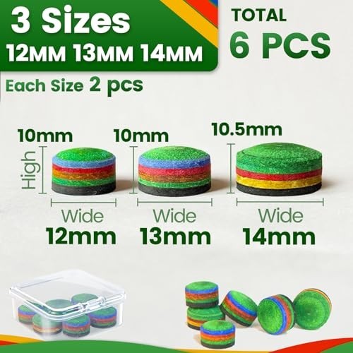 Pool Cue Tips Replacement Kit - Billiard Stick Tips with Storage Box for Repair