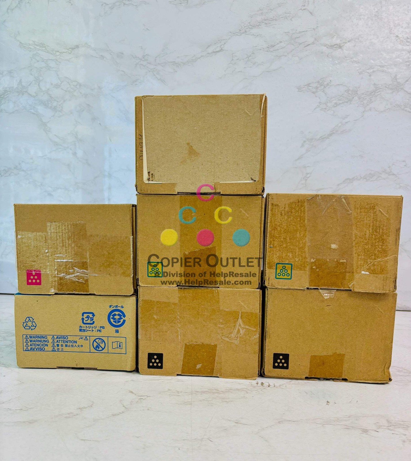 7 Open Genuine Konica BH C25 Cyan, Magenta, Yellow & Black Toner TNP27 CMYYKKK