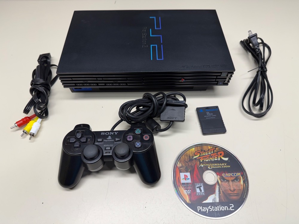 SONY PLAYSTATION 2 PS2 FAT W/CONTROLLER & CABLES FULLY FUNCTIONAL + GAME