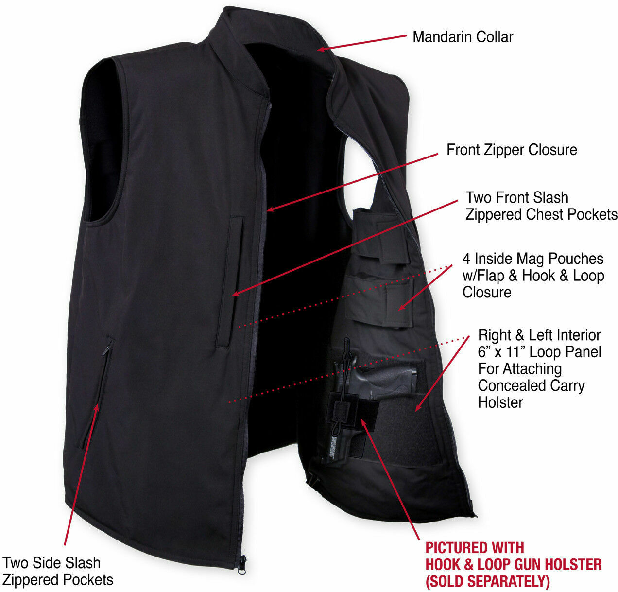 Professional Tactical Concealed Carry Vest Waterproof Soft Shell Cargo Gun CCW