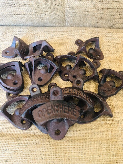 100 Rustic Cast Iron OPEN HERE Wall Mounted Beer Bottle Openers Bar Work Kitchen