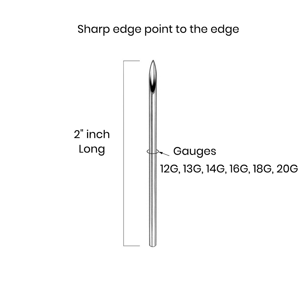 Piercing needles Straight 2" sealed and Sterilized individually pack Box 100