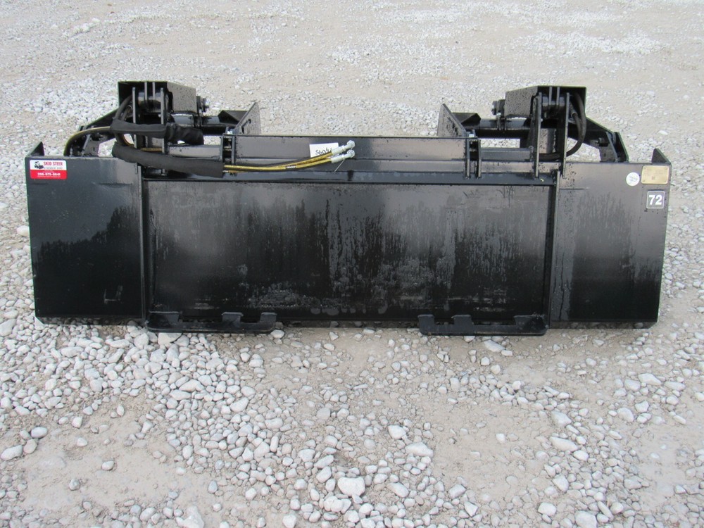 72" Solid Bottom Dual Cylinder Bucket Grapple Skid Steer Quick Attach Attachment