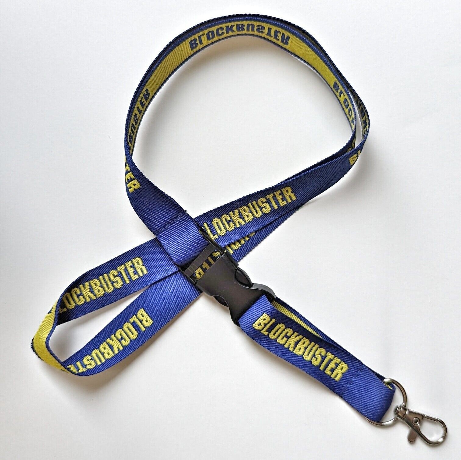 Lanyard Blockbuster Video! 90s Retro Blue Yellow Keychain Necklace Key Holder