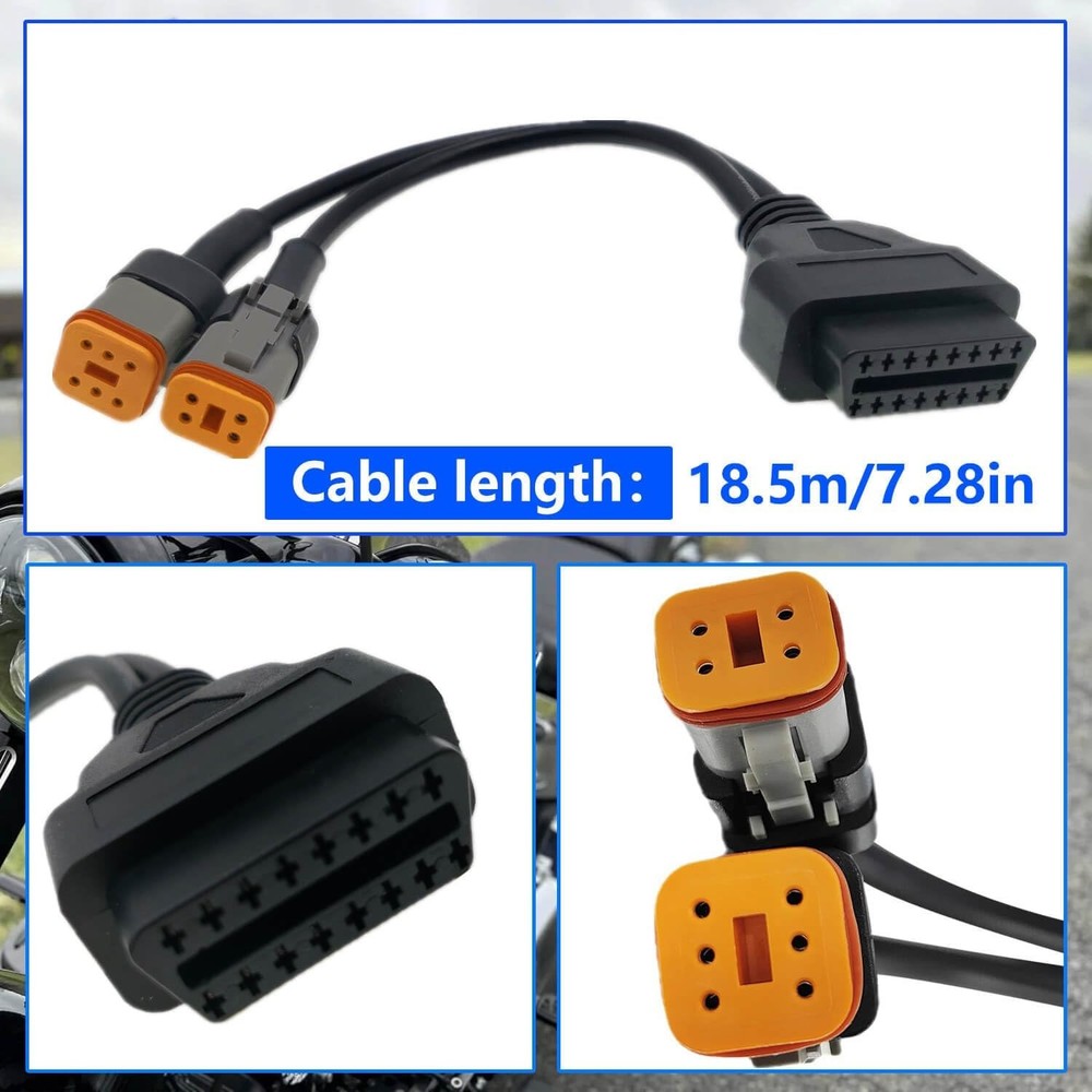 OBDIISVS 4x 4+6 Pin OBD2 Diagnostic Adapter for Harley Davidson Motorcycles Code