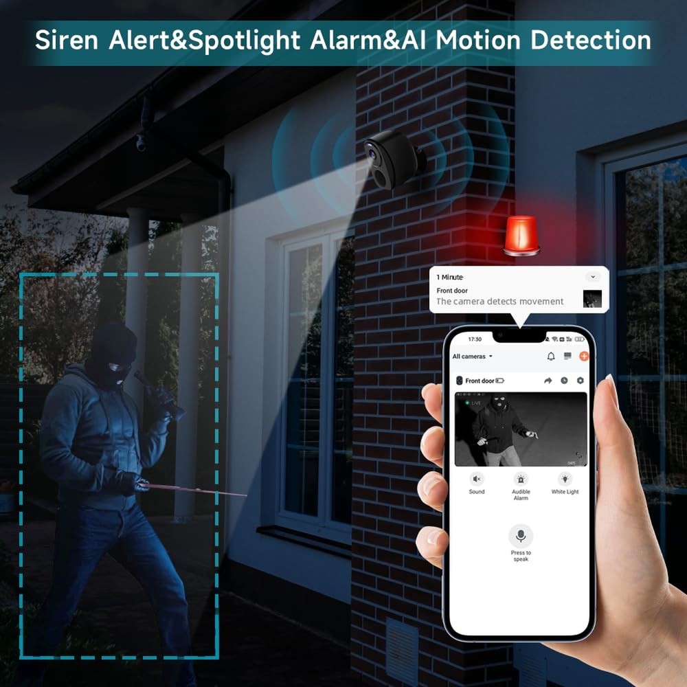4Pack Security Cameras Wireless Outdoor, 2K Battery Powered WiFi Security Ind...