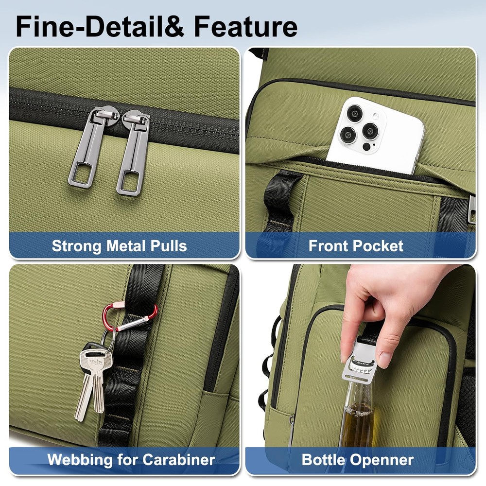 Weitars Insulated Cooler Backpack,Double Deck Waterproof Soft Large, Green