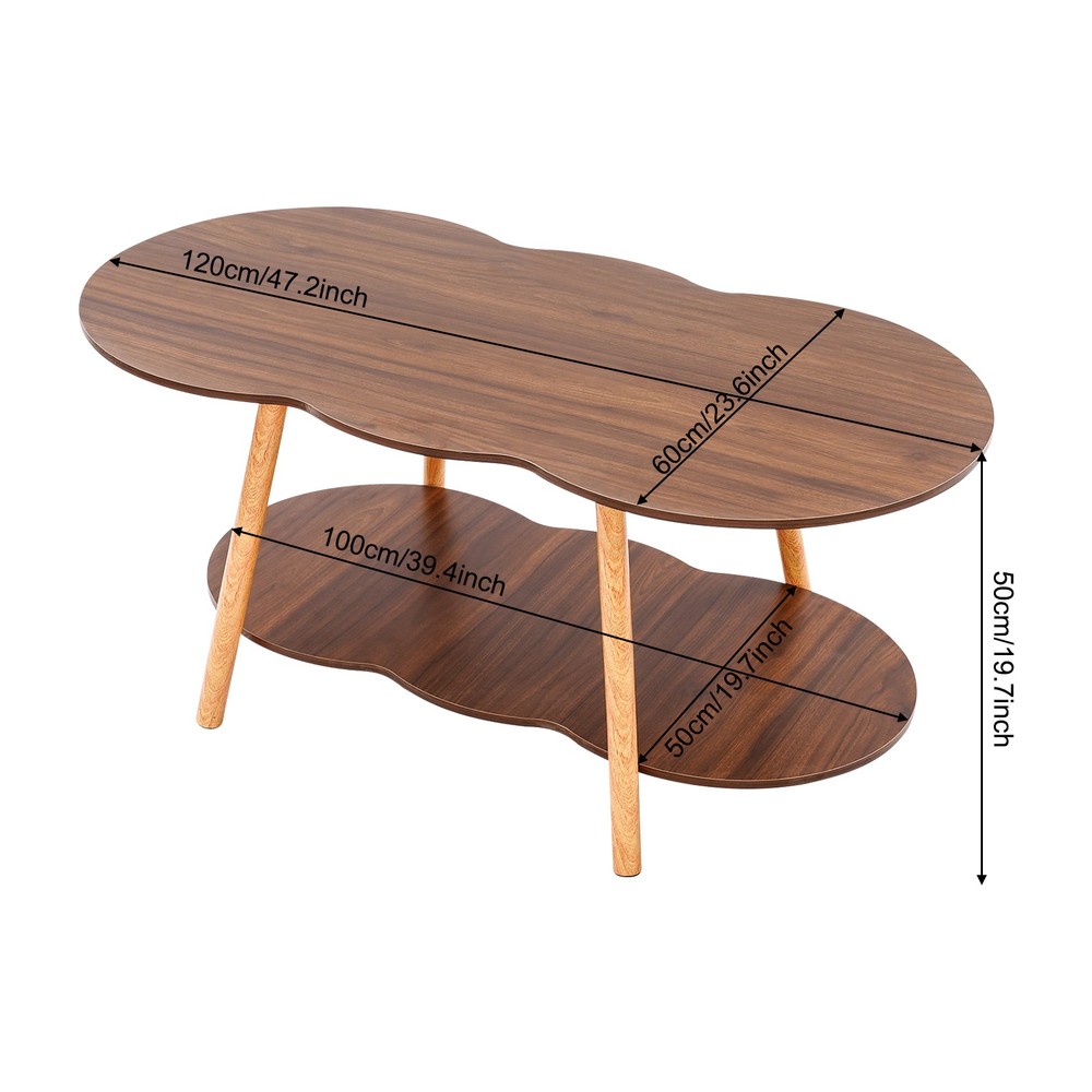2 Tier Cloud-shaped Sofa Table Modern Coffee Table End Table for Home Office