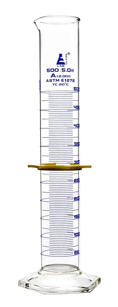 Graduated Cylinder, 500mL - ASTM, Class A Tolerance ±2.00mL - Protective Coll...