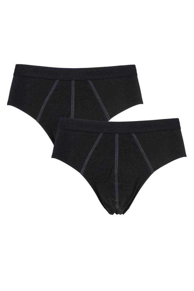 Sloggi Men's 24/7 Basic Natural Cotton 2 Pack Midi Briefs - Black