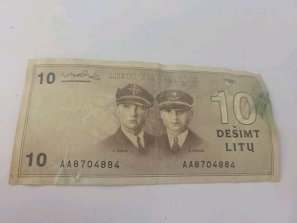 Lithuania 10 Litu Incorrect Spelling GIRENAS.
