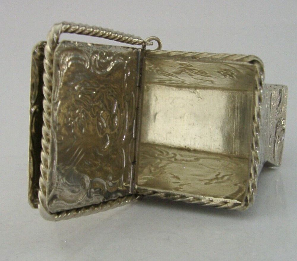 SUPERB HANAU SOLID SOLID SILVER NOVELTY PICNIC BASKET BOX 1890's ANTIQUE 64g