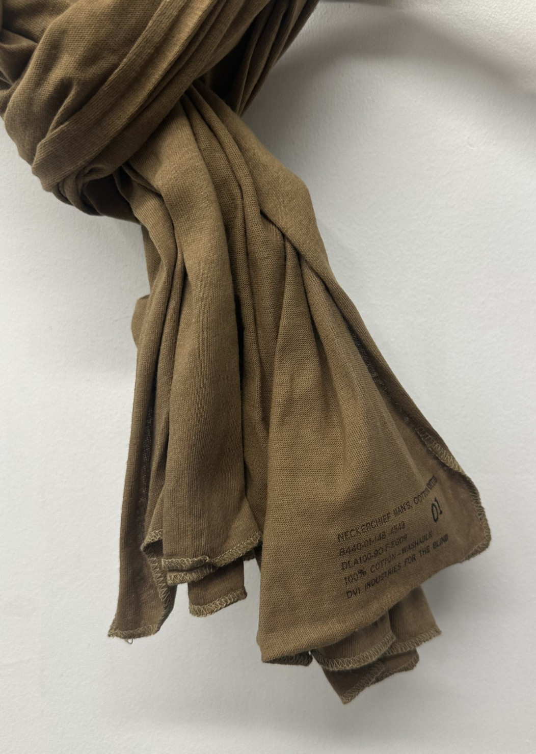 NOS US Military Neckerchief/Scarf, Coyote Brown, 72 x 24, 100% Cotton, V-89