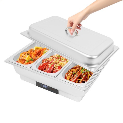 9L Electric Chafing Dish with Temperature Control & 3 Compartments