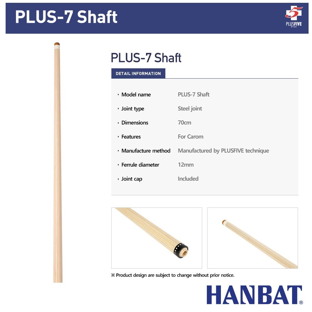 Hanbat Cue PLUS-7 Shaft 2025 Model – High Quality Maple, Low Deflection