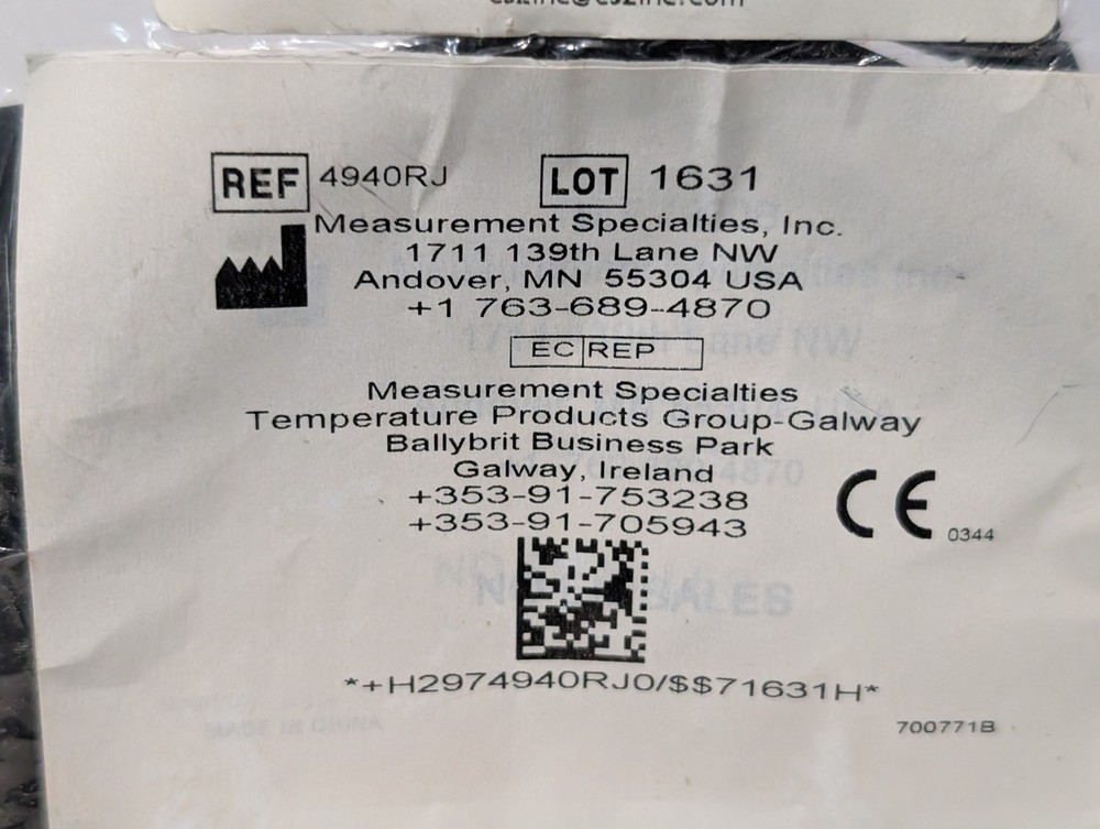 CSZ Cincinnati Sub-Zero 4900B Steri-Probe Reusable Interconnect Cable 39813/4940
