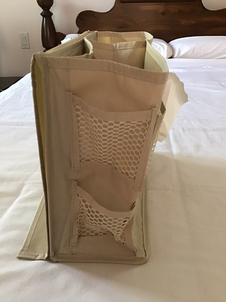 Washable Canvas Bed Pockets Bedside Couch Chair Storage Organizer EUC