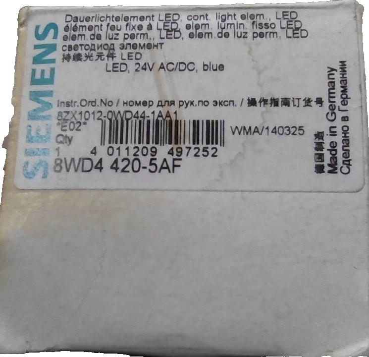 Siemens 8WD4 420-5AF Continuous Light Element Blue LED 24V AC/DC