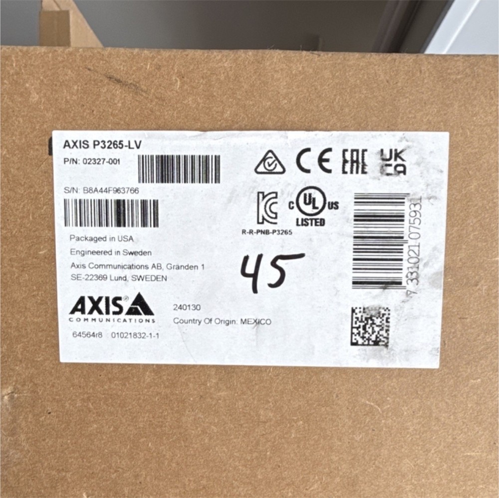 Axis P3265-LV Security Camera, UL Listed, Network Surveillance