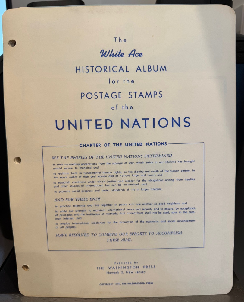 White Ace Historical Stamp Album Pages for The United Nations Part 11- 1951-1956