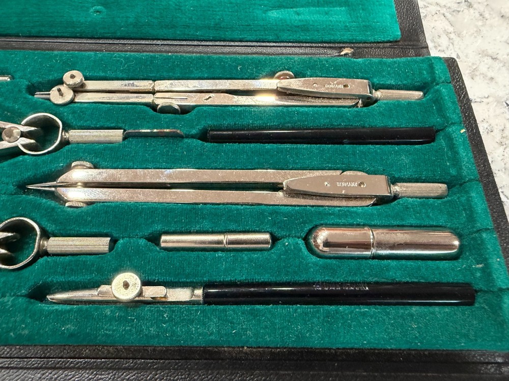 10 Piece Vintage Dietzgen Co Constructo 1095T Drafting Tool Set Germany
