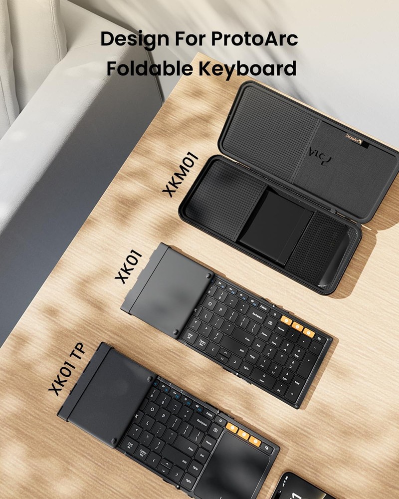 ProtoArc Travel Foldable Keyboard Case, Hard Shell Portable Keyboard...